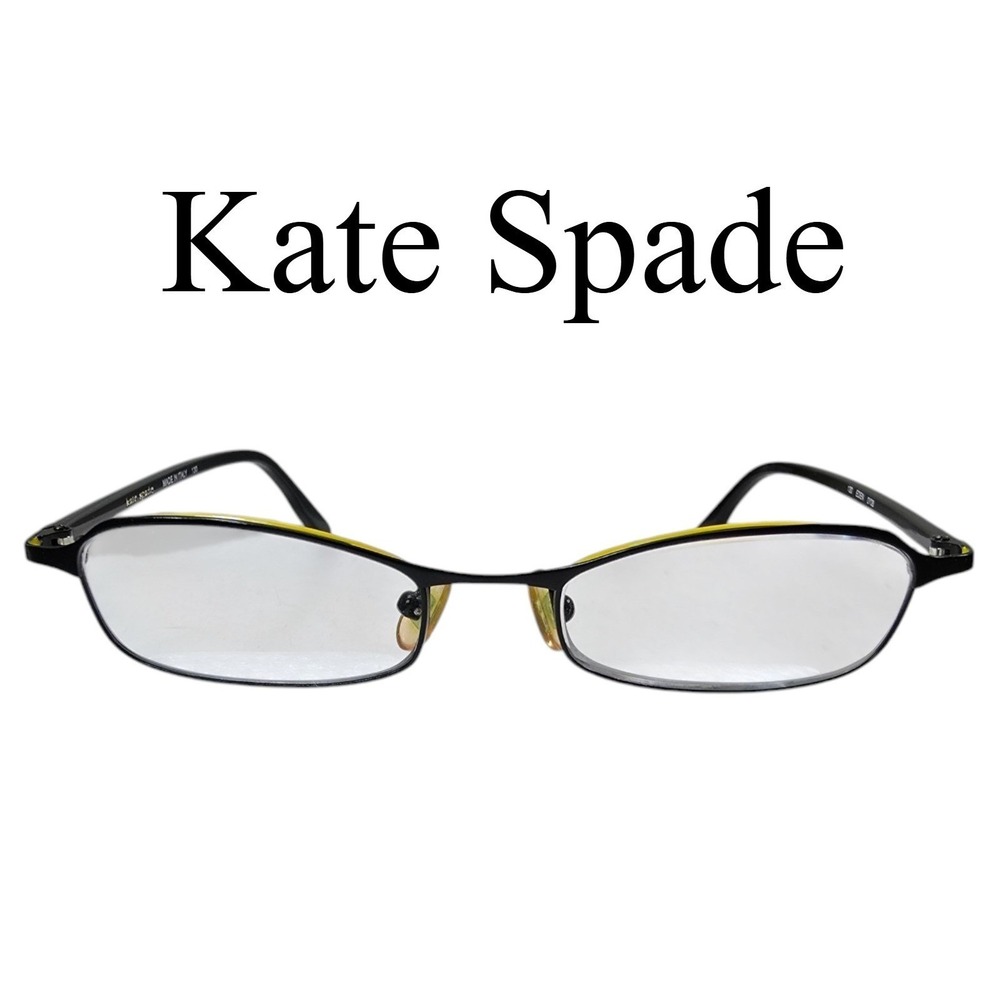 Kate Spade Eden Eyeglasses Womens 130 Black Yellow Metal Oval Italian Designer‎